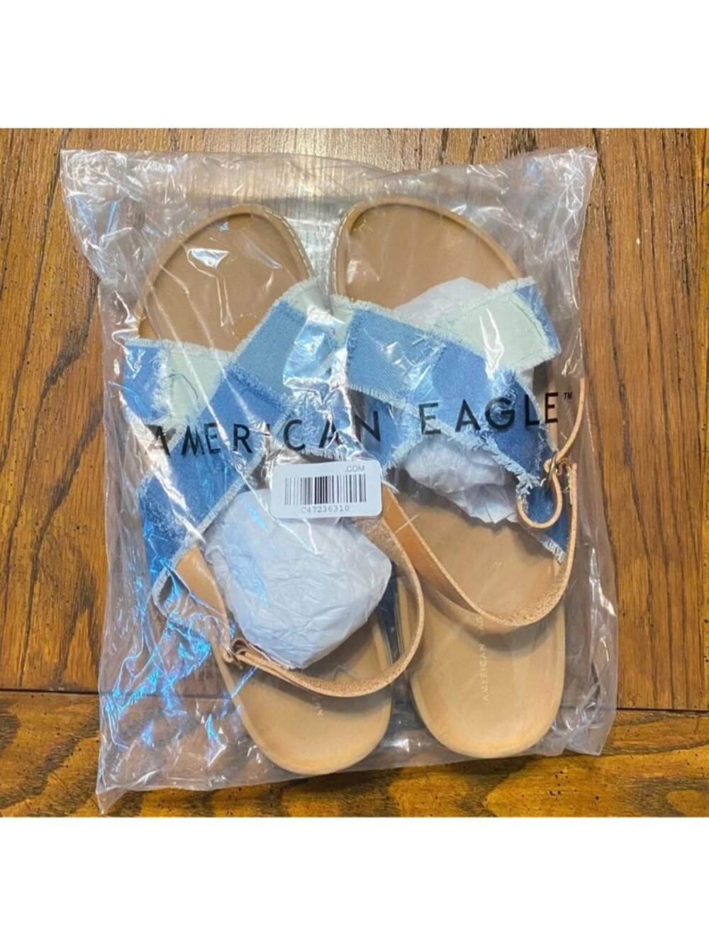 NWT American Eagle Women's Patchwork Denim Blue Sandals Size 10